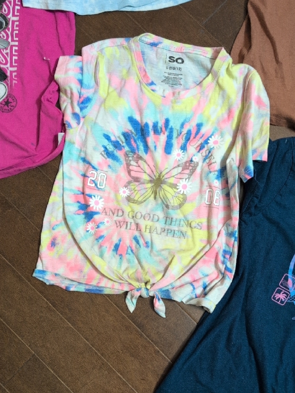 Tie-Dye Butterfly Tee with Front Tie — Multicolor5 Girls Size 10/12 Bundle Deal - Picture 3 of 6